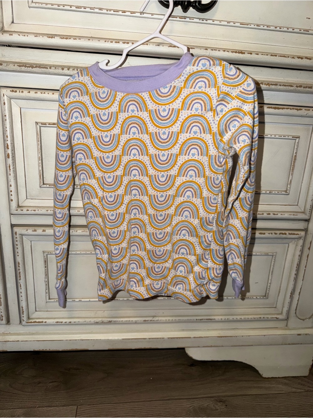 Girls Rainbow Print pajama set rainbow Lavender and Mustard